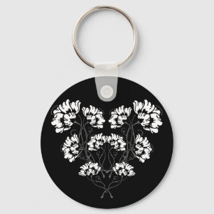 Gotische Art Nouveau Bloem Hart Sleutelhanger