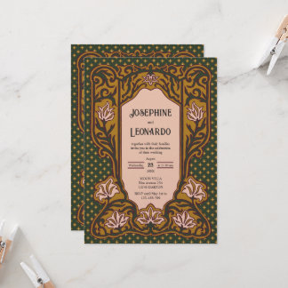 Gotische Art Nouveau - Groen & Geel Kaart