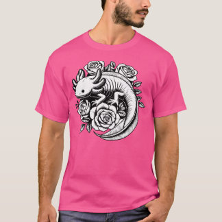 Gotische axolotl met bloemen witchy Punk koele alt T-shirt