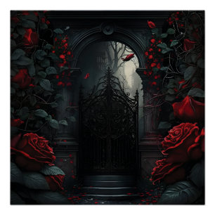Gotische begraafplaats rozentuin perfect poster
