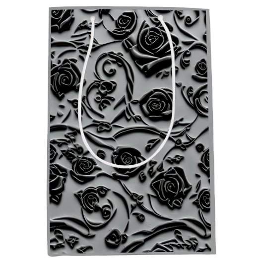 Gotische begraafplaats zwart Rozen Pattern Medium Cadeauzakje (Voorkant)