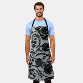Gotische begraafplaats zwart Rozen Pattern Schort (Gedragen)