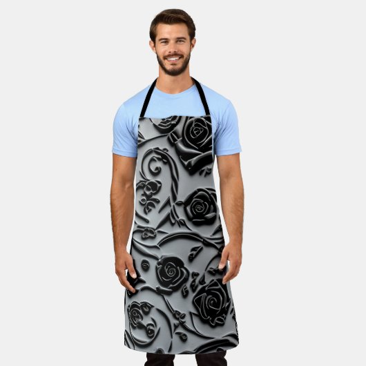 Gotische begraafplaats zwart Rozen Pattern Schort (Gedragen)