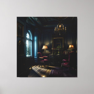 Gotische binnenkant herenhuis Antieke Canvas Afdruk
