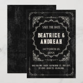 Gotische black barok save the date (Voorkant / Achterkant)