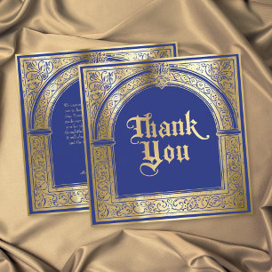 Gotische Blau Goud Middeleeuws Tot de Dood Bedankkaart