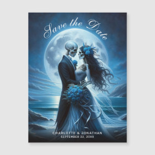 Gotische Blauwe Skelet Koppel Trouw Save the Date