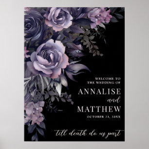 Gotische bloem bruiloft welkom bord poster