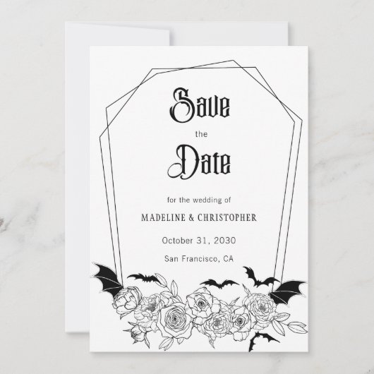 Gotische Bloemen Bruiloft Save the Date Kaart (Voorkant)