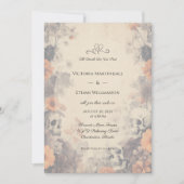 Gotische bloemen en schedels bruiloft kaart (Voorkant)