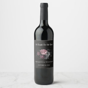 Gotische Bloemen Halloween Bruiloft Wijn Label Etiket