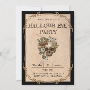 Gotische Bloemen Halloween Party Uitnodiging