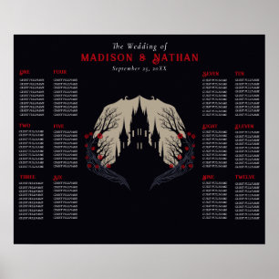 Gotische Bloemen Kasteel Bruiloft Zitplaatsen Poster