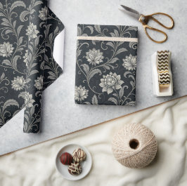 Gotische Bloemen Patroon Cadeaupapier
