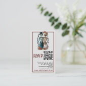 Gotische Bloemen Skelet Paar QR Bruiloft RSVP Kaar Informatiekaartje (Staand voorkant)