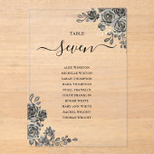 Gotische Bloemen Zitplan Acryl Tafel Nummer Acryl Uitnodigingen (Voorkant)
