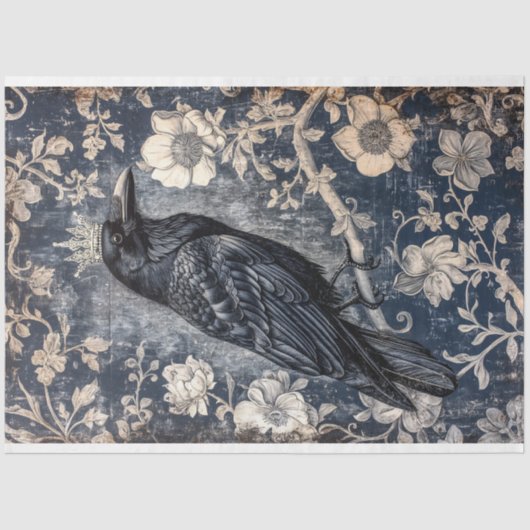  Gotische Bloemenraaf Decoupage Tissuepapier (Voorkant)