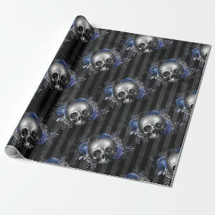Gotische Bloemenschedel Halloween Cadeaupapier