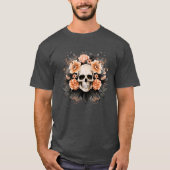 Gotische Bloemenschedel Halloween T-shirt (Voorkant)