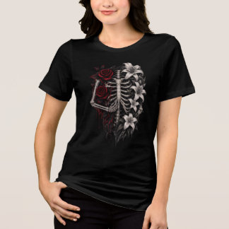 🌹💀 Gotische bloemenskelet hart Tri-Blend Shirt