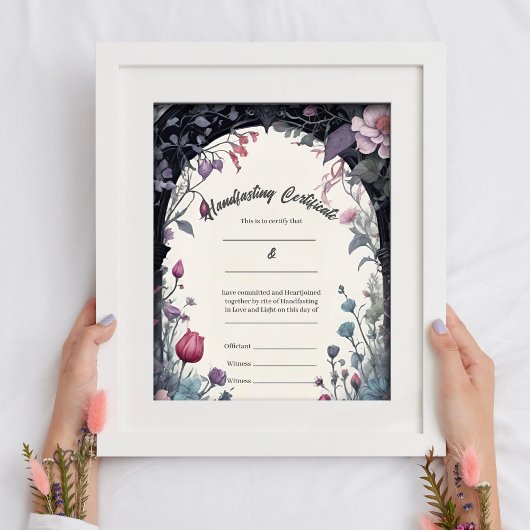 Gotische Bloementuin Poort Handfasting Certificaat Poster