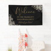 Gotische Bloemige Halloweenfeest Welkom Spandoek (Insitu)
