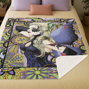 Gotische Blonde Fee Art Nouveau Fantasie Elegantie Sherpa Deken