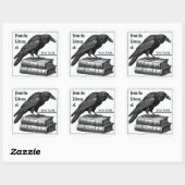 Gotische Boekplaat met Raven Vierkante Sticker (Vel)