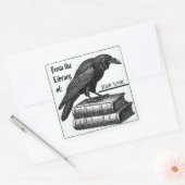 Gotische Boekplaat met Raven Vierkante Sticker (Envelop)