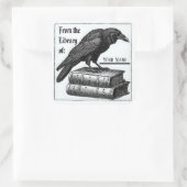 Gotische Boekplaat met Raven Vierkante Sticker (Tas)