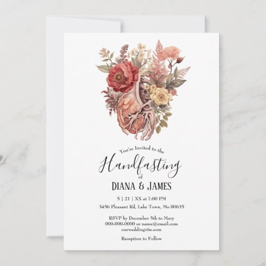 Gotische  Boho Anatomisch Hart Handvasten Kaart (Voorkant)