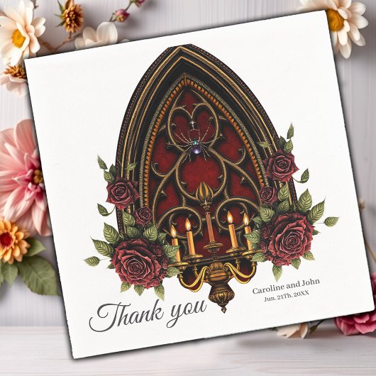 Gotische boog met schedels. servet