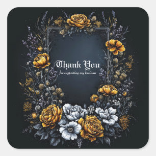 Gotische botanische gouden roos witte anemoon lijs vierkante sticker