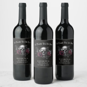 Gotische Bourgogne Bloemenschedel Halloween Bruilo Wijn Etiket
