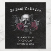 Gotische Bourgogne Bloemenschedel Halloween Bruilo Wijn Etiket (Enkel label)