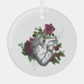 Gotische Bourgondische bloemenhart Glas Ornament (Voorkant)