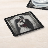 Gotische bruid en bruidegom kartonnen onderzetters (Gebogen)