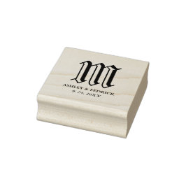 Gotische bruid en bruidegom monogram bruiloft 	rubberstempel