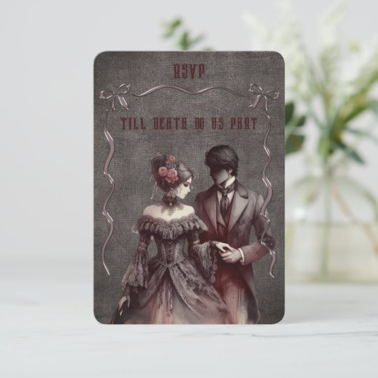 gotische bruid en bruidegom RSVP (Staand voorkant)