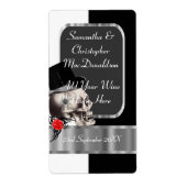 Gotische bruidegom schedel bruiloft wijn fles etiket (Voorkant)