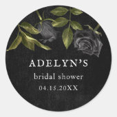 Gotische Bruiloft All-black Roses Ronde Sticker (Voorkant)