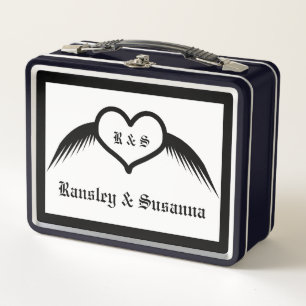 Gotische bruiloft gevleugeld hart Custom Monogramm