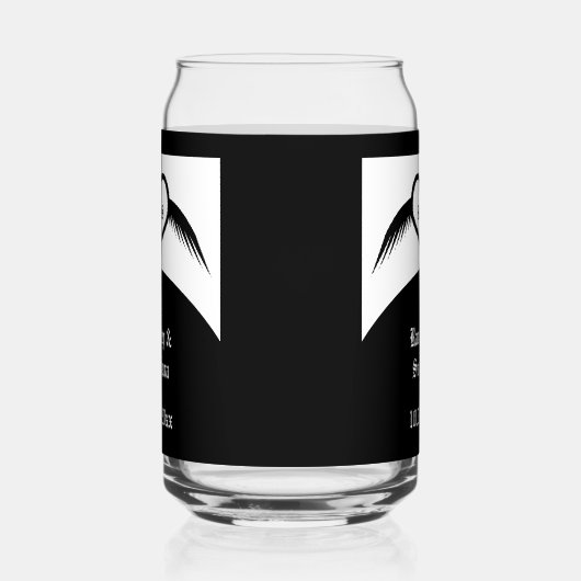 Gotische bruiloft gevleugeld hart Custom Monogramm Blikvorm Glas (Links)