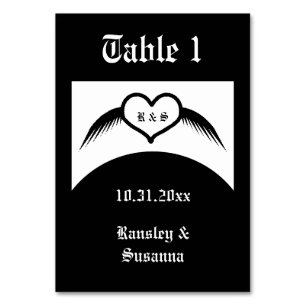 Gotische bruiloft gevleugeld hart Custom Monogramm Kaart