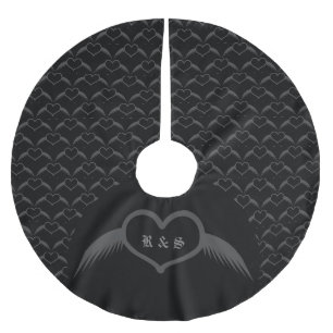Gotische bruiloft gevleugeld hart Custom Monogramm Kerstboom Rok