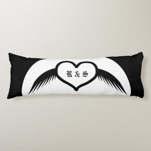 Gotische bruiloft gevleugeld hart Custom Monogramm Lichaamskussen