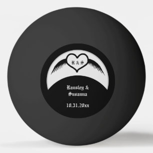 Gotische bruiloft gevleugeld hart Custom Monogramm Pingpongballen