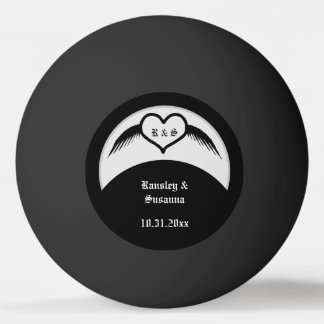 Gotische bruiloft gevleugeld hart Custom Monogramm Pingpongballen