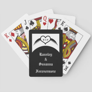 Gotische bruiloft gevleugeld hart Custom Monogramm Pokerkaarten