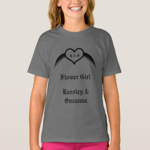Gotische bruiloft gevleugeld hart Custom Monogramm T-shirt